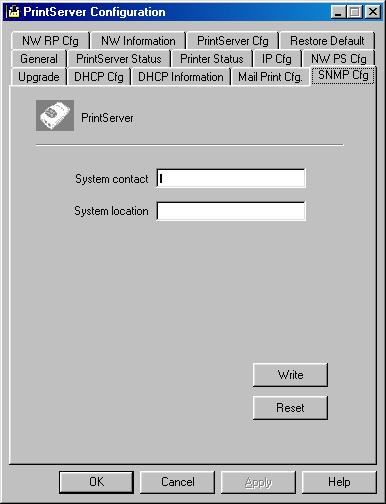 7.16 SNMP Cfg - SNMP Parameter Setting The SNMP Cfg page allows you to configure the SNMP parameters of this print server.