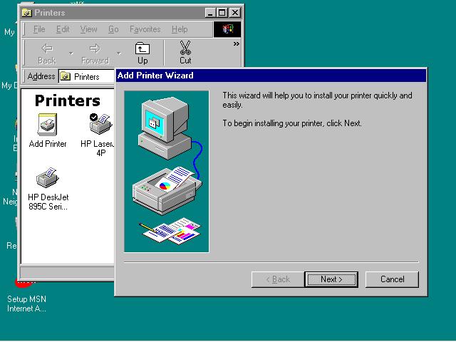 You can then perform the Windows standard Add Printer procedure as described below to add network printers to your PC. Step1.