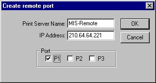 Step2. Press Add, then enter the print server s name, IP address, and port number.
