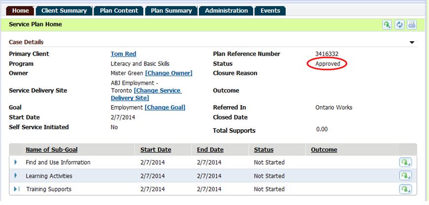 Step 2: Submit Service Plan Page When prompted to confirm the submission, click YES.