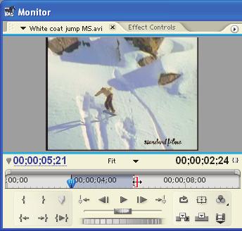 3.The Monitor Window Premiere Pro 1.5 H O T 12. An even quicker method to change the In or Out point is to click and drag the point directly.