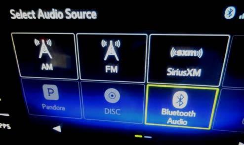 1 Navigation / Display Audio system) Bluetooth Audio is not selected as an Audio Source.