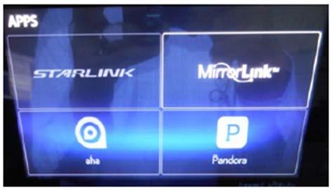 CONDITION #29: The MirrorLink button in the APPS screen is not active (grayed out). A MirrorLink compatible phone which has MirrorLink-enabled applications installed is not connected to the USB port.