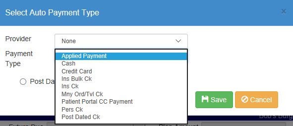 Select the Payment Type. 6. Click Save.
