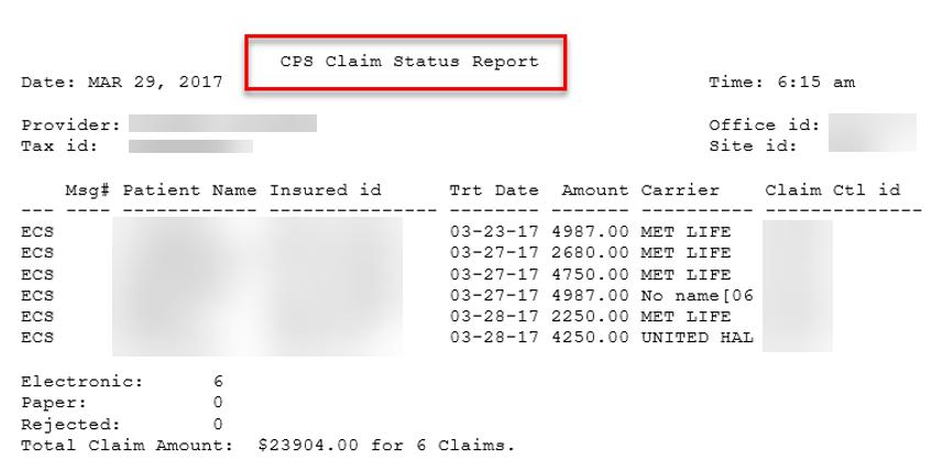 Claim Status Reports If your practice uses Emdeon Dental to process your online claims, they will send reports within 24 hours of the claims that have