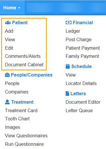 Patient Management Patient management covers the spectrum of handling patient data. You can access patient management functions from the Home menu under the Patient section.