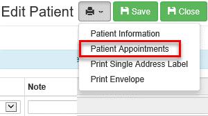 Patient Appointments Lists all the appointments scheduled for a selected patient.