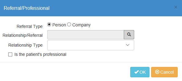 3. Select the desired Referral Type Person or Company. 4. Click Search. The Lookup Person or Lookup Company dialog box displays, depending on the referral type selected. 5.