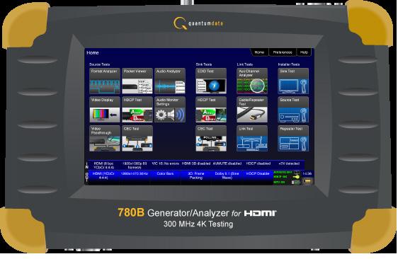 780B VIDEO GENERATOR/ANALYZER Test 4K Ultra HD HDMI 2.0 devices @ 50/60Hz (Note: Above image shown with optional 4-port board to support ACA passive monitoring.