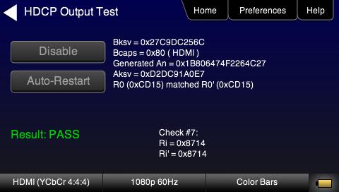 Select Test Sink (DVD/STB) Step 2. Select HDCP Test Step 3.