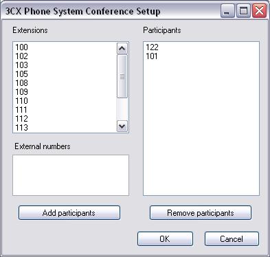 3cx Conference Bridge (continued) Creating a conference from 3CX Assistant 1. Select one of the conference participants in 3CX Assistant and right click. 2. Select Create Call Conference. 3. The Create Call Conference dialog will appear with yourself and the selected party as a participant.