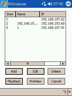 It also allows you to switch and view different camera number or channels. (3) About Display the PDA-Viewer software version.