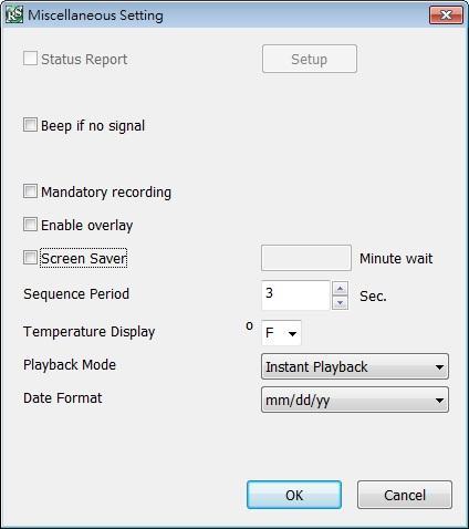 (7) Miscellaneous Enable the conditions in Miscellaneous section you want the system to perform. - Beep if no signal Make sound when the video signal is lost.