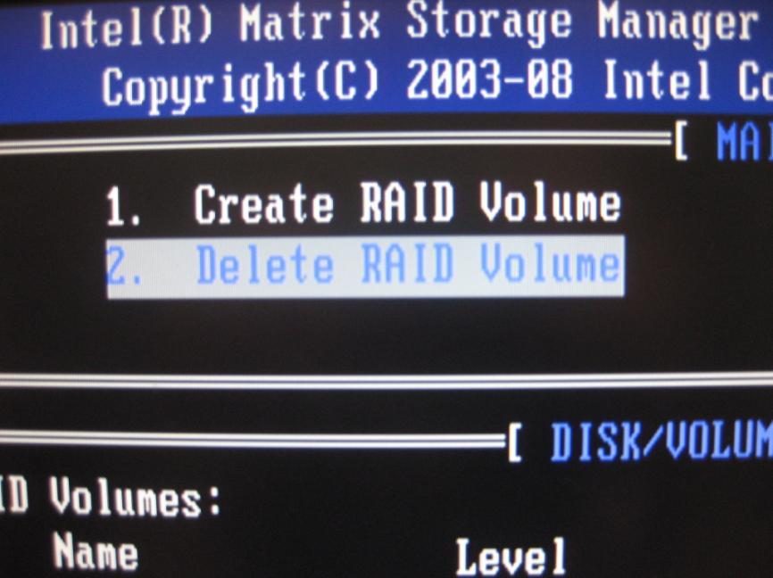 To Delete the RAID Volume 1.
