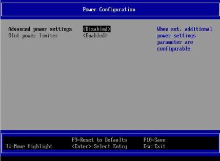 8.8 Power Configuration [ConnectX-5 Only] In the following menu, you can set advanced power settings: Advanced Power Settings Slot Power Limiter Figure 21: Power Configuration Properties Menu 8.8.1 Advanced Power Settings Available options: Power Configuration When set to Enabled, additional power settings parameter are configurable.