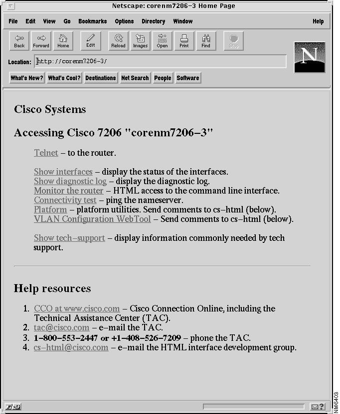 Configure an Ethernet or Fast Ethernet Interface Figure 3 Example Home Page for a Cisco 7200 Series Router (Cisco 7206 Shown) Note You must use a Java-enabled Web browser to access the 12E/2FE VLAN