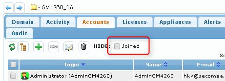 2.5. Account filter view The GateManager now allows filtering out joined accounts, which is very useful for installations with a large user base.
