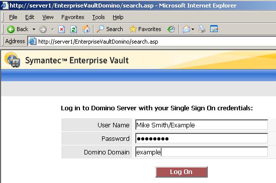 Enterprise Vault Search and SSO The Enterprise Vault search application differs from client and DWA requests by interacting with an IIS interface, using an LTPA token that is generated by using