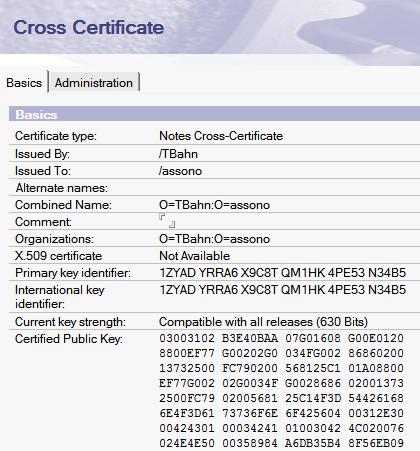 A Cross Certificate Document