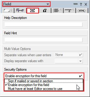 Encryption of Fields in Documents - Notes developers can set for each field in a form that the corresponding item should be stored