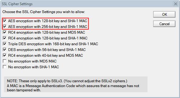 Changing SSL Cipher Settings - By