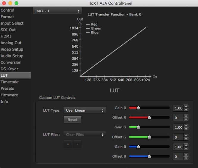 LUT Screen Matte Color Only available when the pulldown Frame Buffer over Matte or Graphic over Matte are selected-pressing this button brings up a color selection dialog.