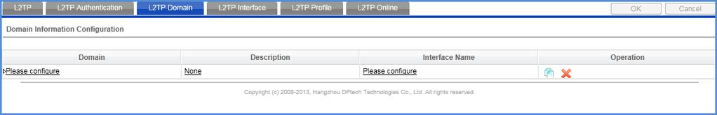 4.1.3 L2TP authentication To enter the L2TP configuration interface, you can choose Service > VPN > L2TP, as shown in Figure4-3.