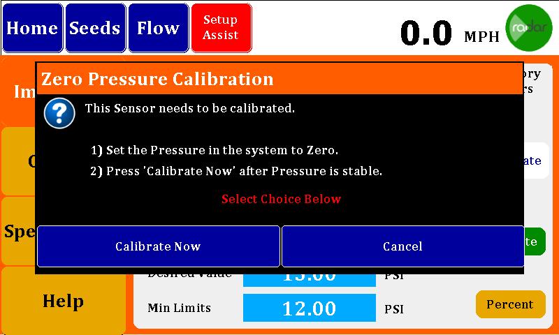 Figure 19 Zero Pressure Calibration Start If you Press the