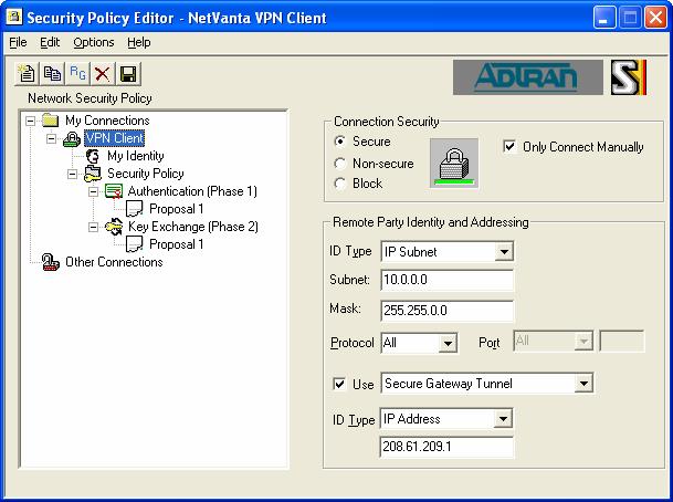 Scenario 3: Netvanta VPN Client Configuration for VPN Clients VPN client connections allow for mobile or home users without a hardware