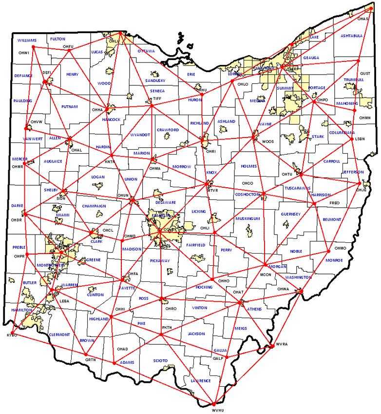 Operating Reference Stations (CORS) in the State of Ohio Real Time Kinematic surveying Network RTK
