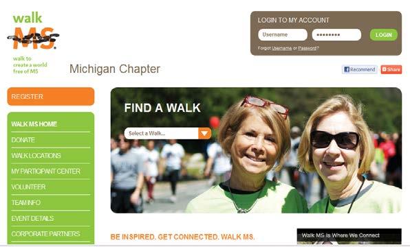 Access Your Participant Center Step 1: Go to the event s webpage: www.walkmsmi.org or www.bikemsmi.