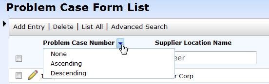 b. To sort, select the header name for the column you would like to sort by. This will display an arrow to the right of the header name.