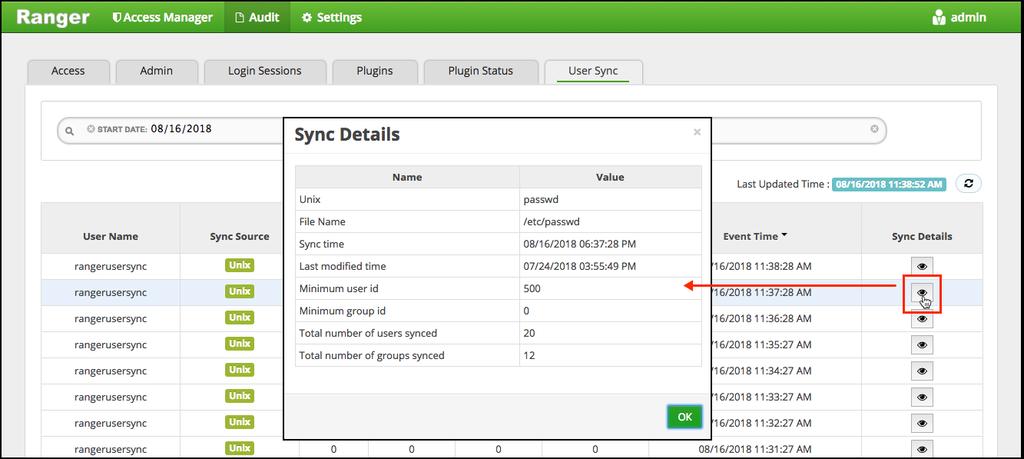 Audit>User Sync: Sync details Differentiate Events from Multiple Clusters How to differentiate events from multiple clusters when managing audits in Ranger.