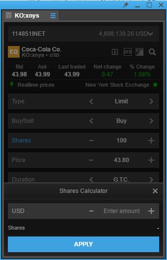 Order entry based on nominal amount When you want to buy a certain stock, you typically don t think about buying 1,000 or 5,000 shares but allocating a certain amount of money, say 20,000 or 50,000