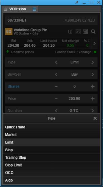 Trade Ticket algo orders In SaxoTraderPRO, you can place and manage algorithmic
