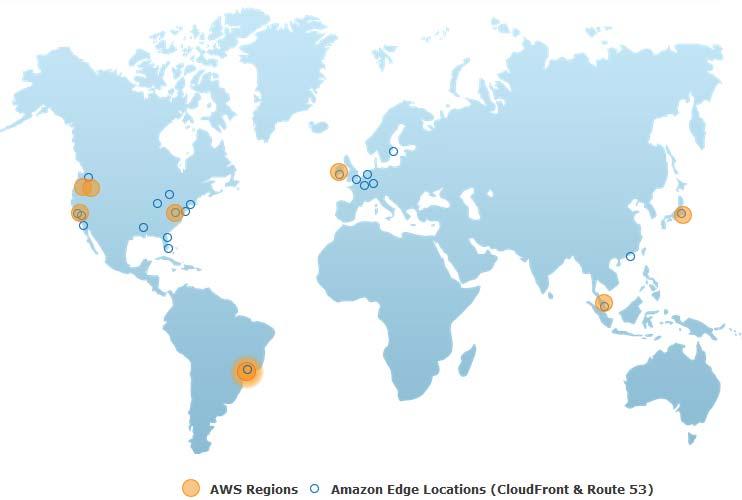 Amazon s Global Datacenters Amazon EC2 is currently available in eight regions: US East (Northern Virginia), US West (Oregon), US
