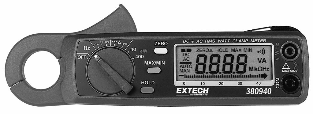 40 segment bargraph Frequency Measurements One touch DCA zero adjust MIN/MAX and Data Hold functions 0.9 (23mm) Jaw diameter 1.