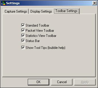 Chapter 3 Windows and Menus Toolbar Settings Tab The Toolbar Settings tab allows you to select which toolbars the NI-FBUS Monitor displays.
