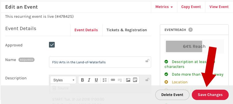 Log in to the calendar with your FSUID and password 2. Navigate to your event and click the event 3.