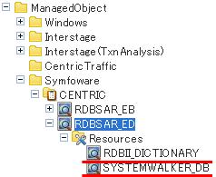 Example: When "RDBSAR_ED" is selected, the following strings are displayed in the Resource ID column of the Drilled-Down display content: In addition, "CENTRIC" appears in the tree as a node that