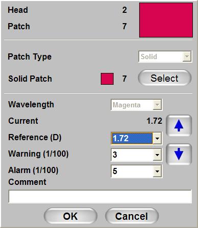 3.1.3 Patch Definition To open the patch setting window, select the requested color patch.