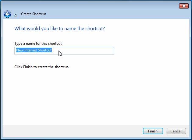3. Type a name for the shortcut in the field and click Finish.