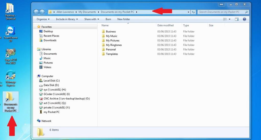 On your desktop you will now see a new folder shortcut to the documents synchronization folder for your PocketDNC unit.