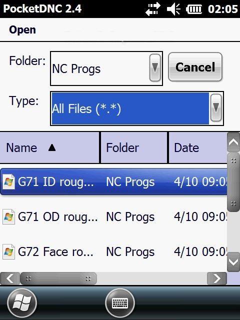Select the required folder. 2. Select the required file type. 3. Using the side scroll bar navigate to the file to be edited and double Tap the file.