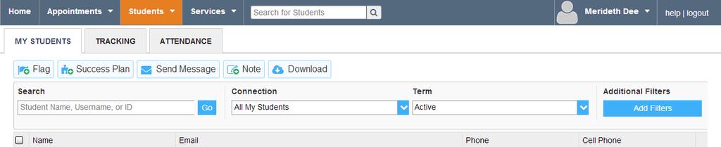 Search for students by their name, username, or Z number. Click Go when ready to search.
