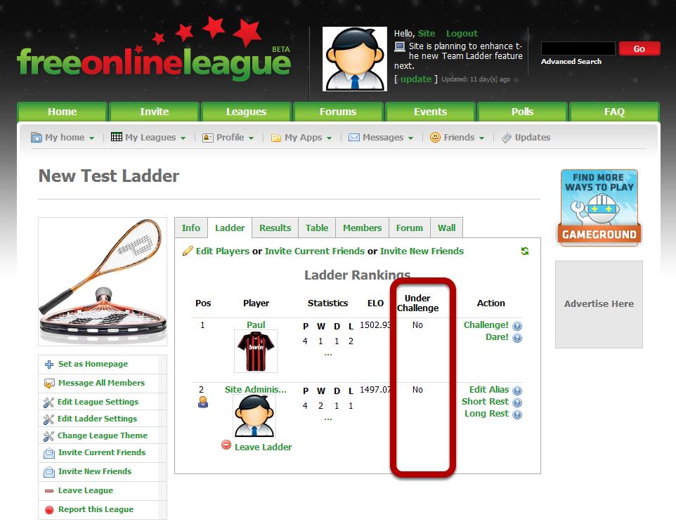Challenge Forfeited - Ladder Tab The Ladder page is refreshed after the Challenge has been forfeited.