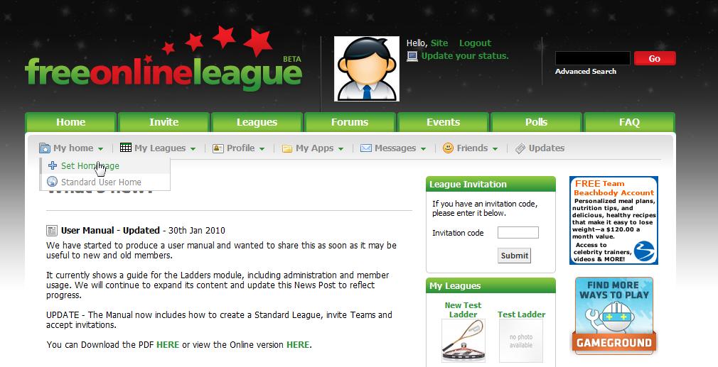 Set HomePage Guide on how to set your a League as your HomePage.