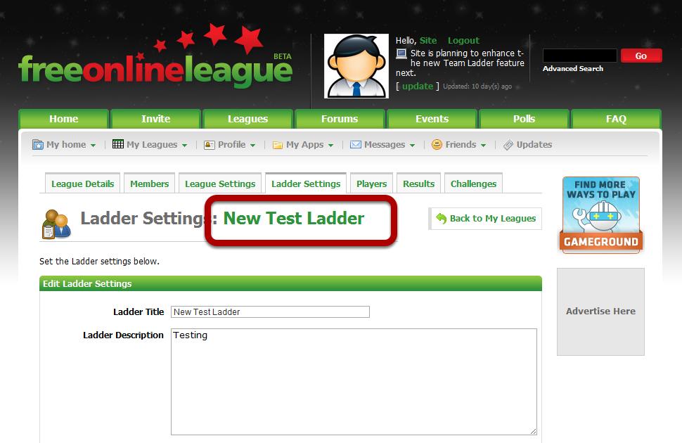 Your Ladder has now been Created!