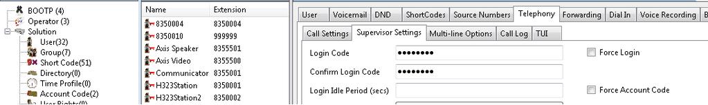 Select Telephony tab followed by the Supervisor Settings tab, enter a login Code in the Login Code field and confirm the same in the