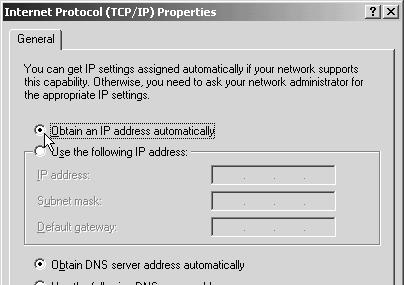 Ensure that the model is correct Select This Figure 1-10 : Local Area Connection properties 2. Select the option Obtain an IP address automatically and click OK.